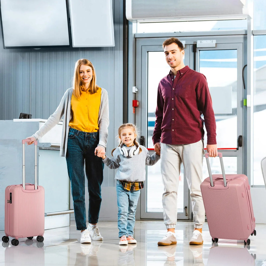 Hard Shell Travel Suitcase Sets 3 Pink