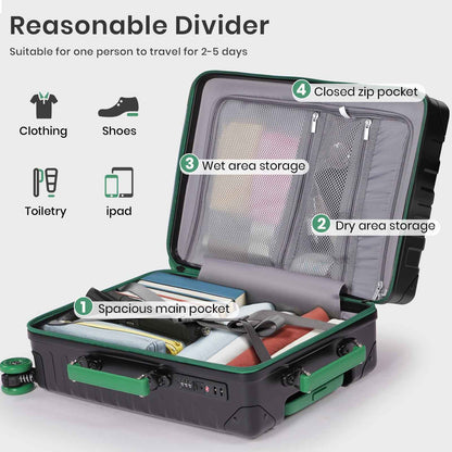 Tavoxda Lightweight Cabin Suitcase Black