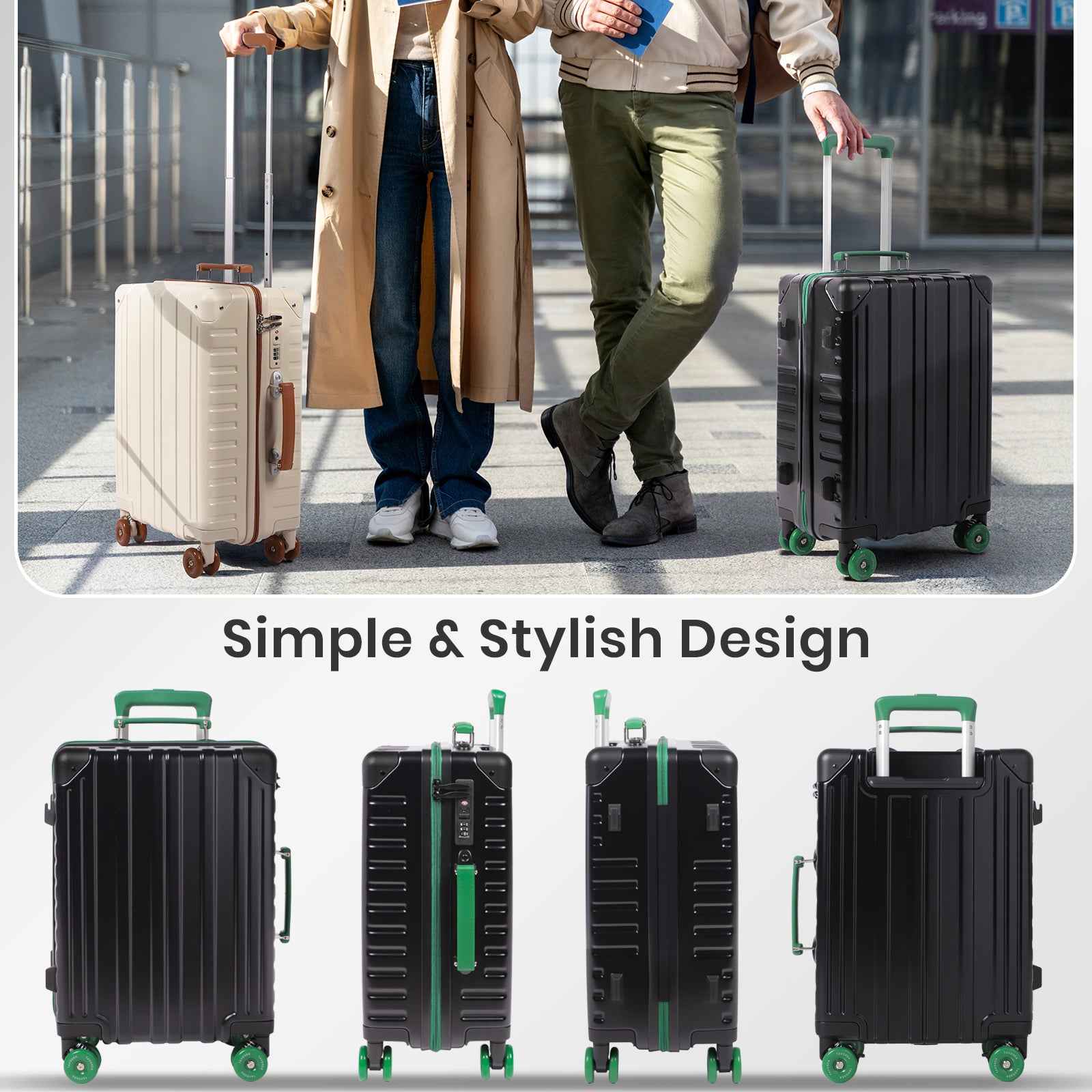 Tavoxda Lightweight Cabin Suitcase Black