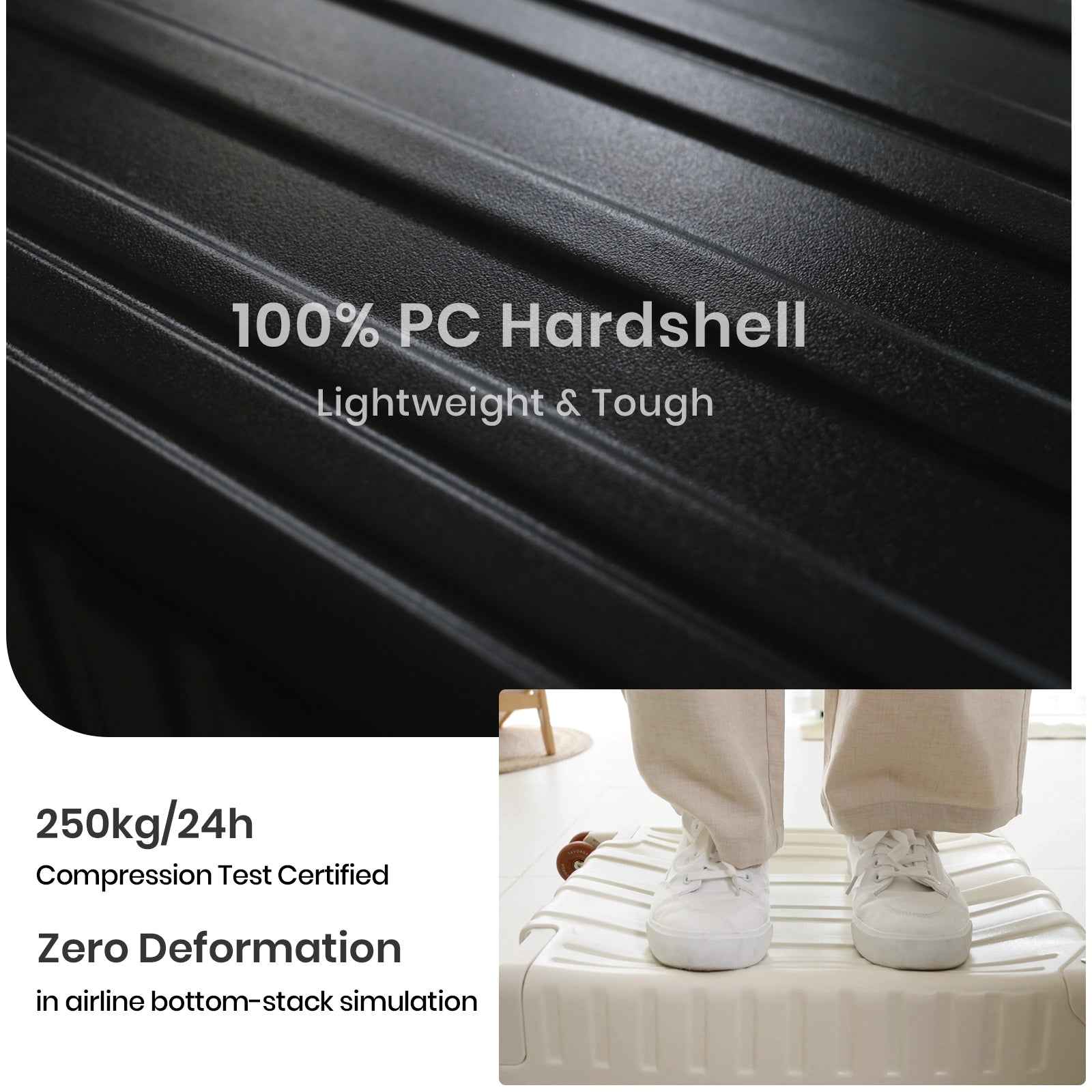 Tavoxda Lightweight Cabin Suitcase Black