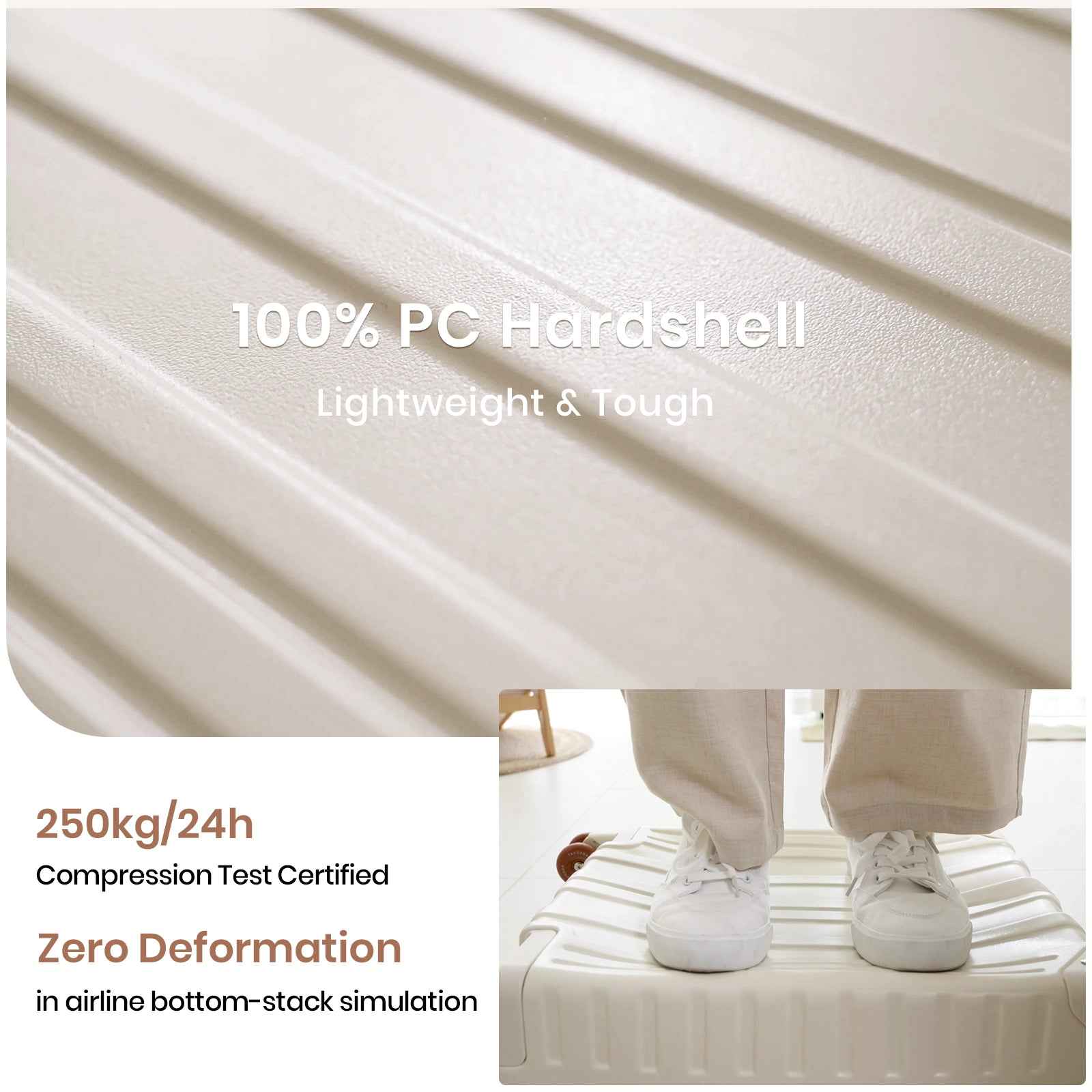 Tavoxda Lightweight Cabin Suitcase Cream