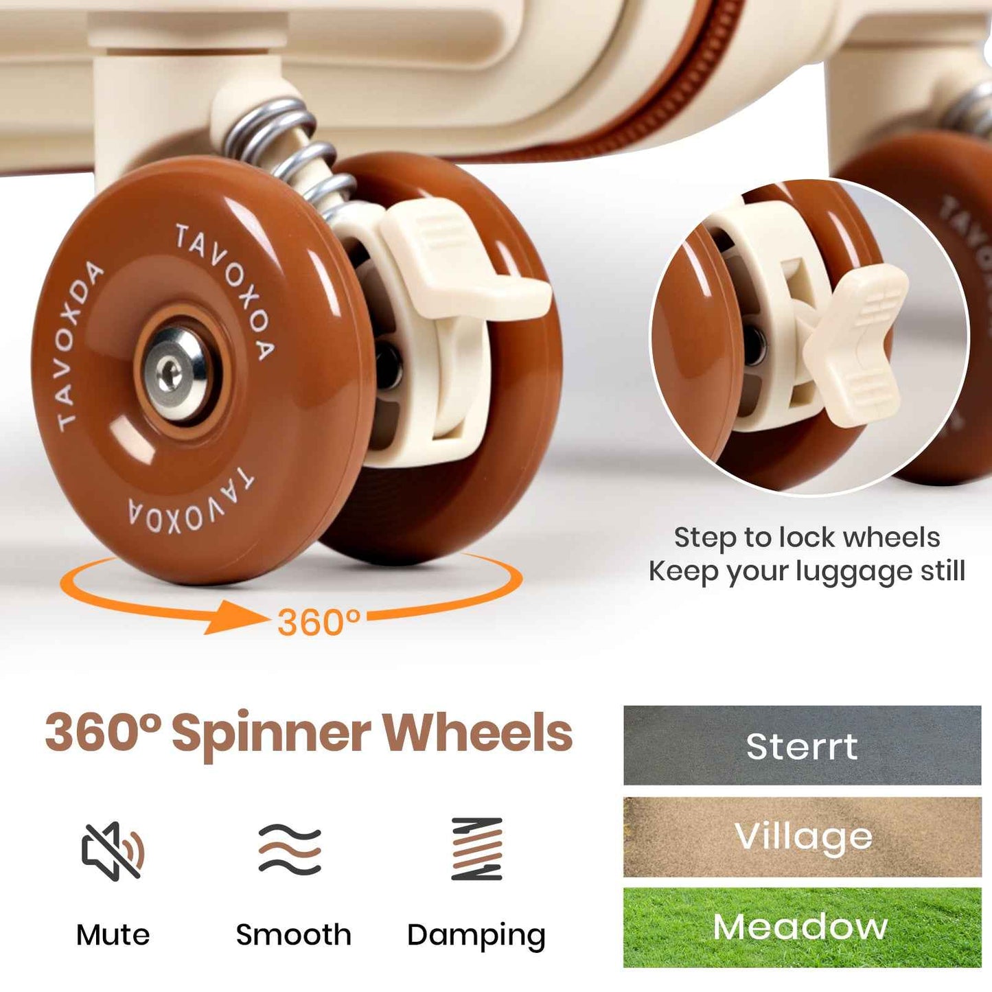 Tavoxda Lightweight Cabin Suitcase Cream