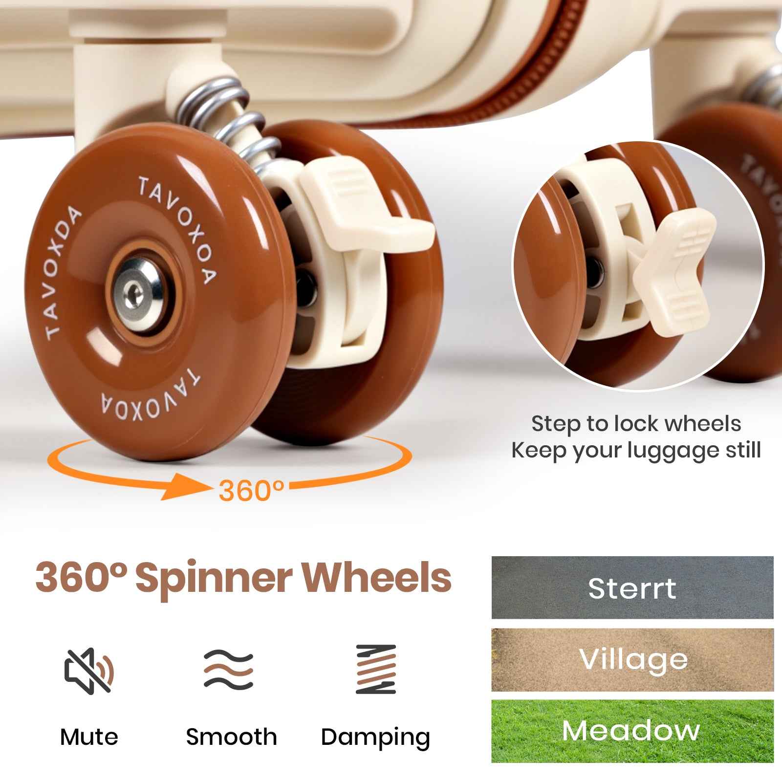 Tavoxda Lightweight Cabin Suitcase Cream