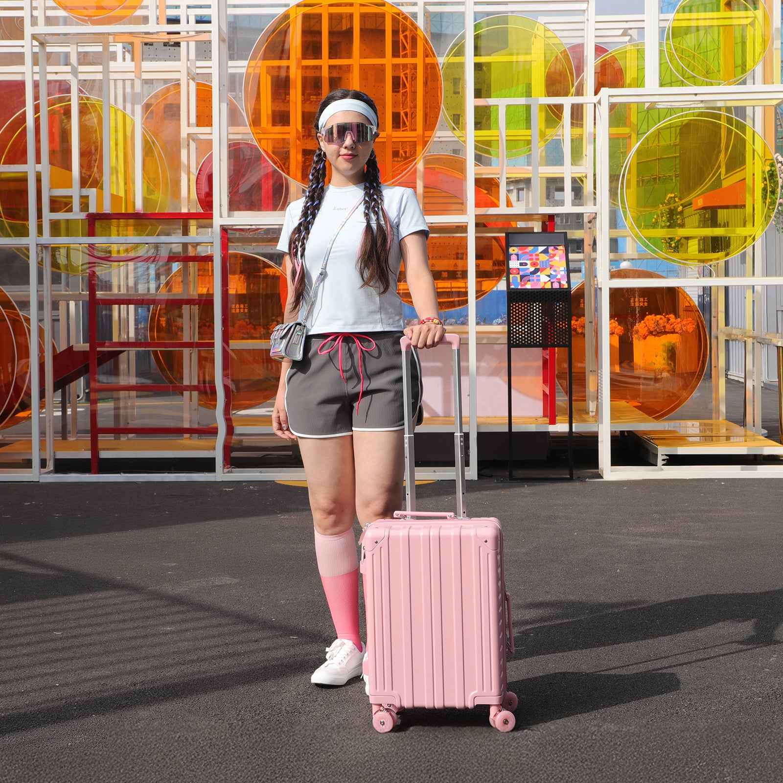Tavoxda Lightweight Cabin Suitcase Pink