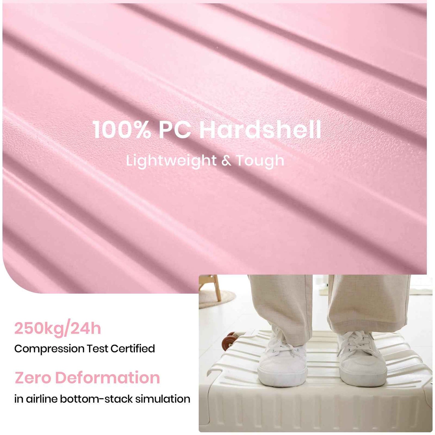 Tavoxda Lightweight Cabin Suitcase Pink