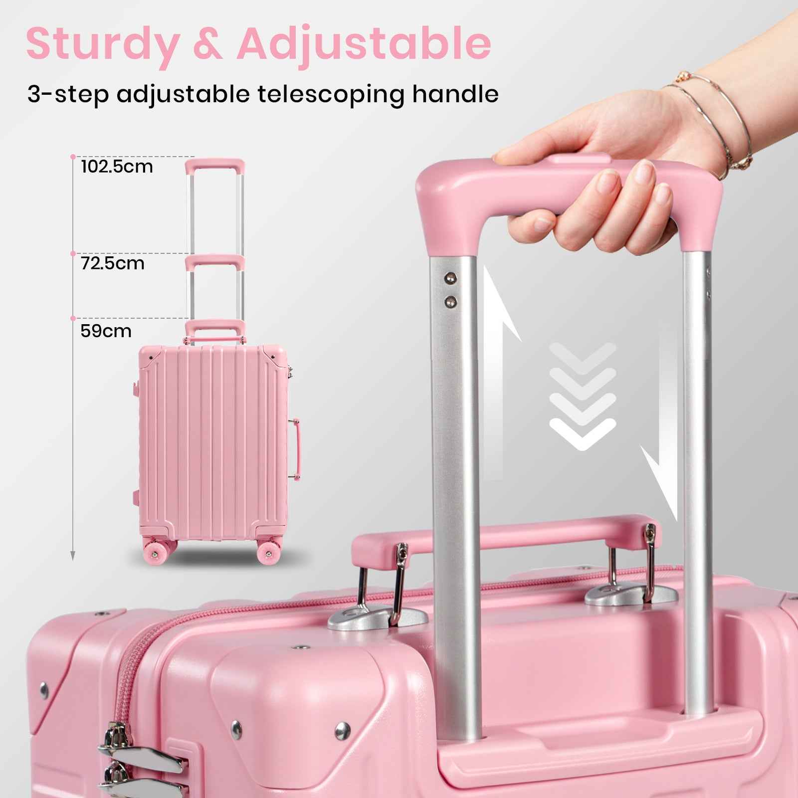 Tavoxda Lightweight Cabin Suitcase Pink