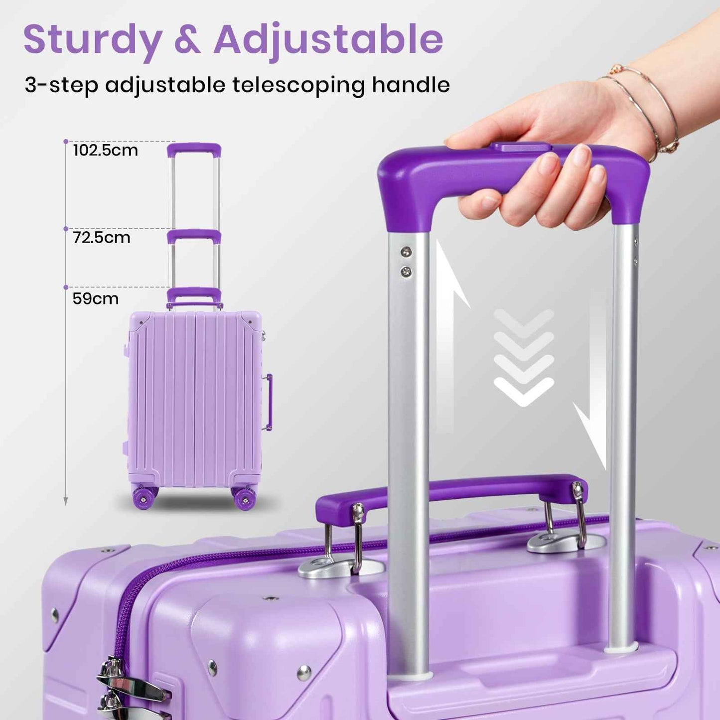 Tavoxda Lightweight Cabin Suitcase Purple