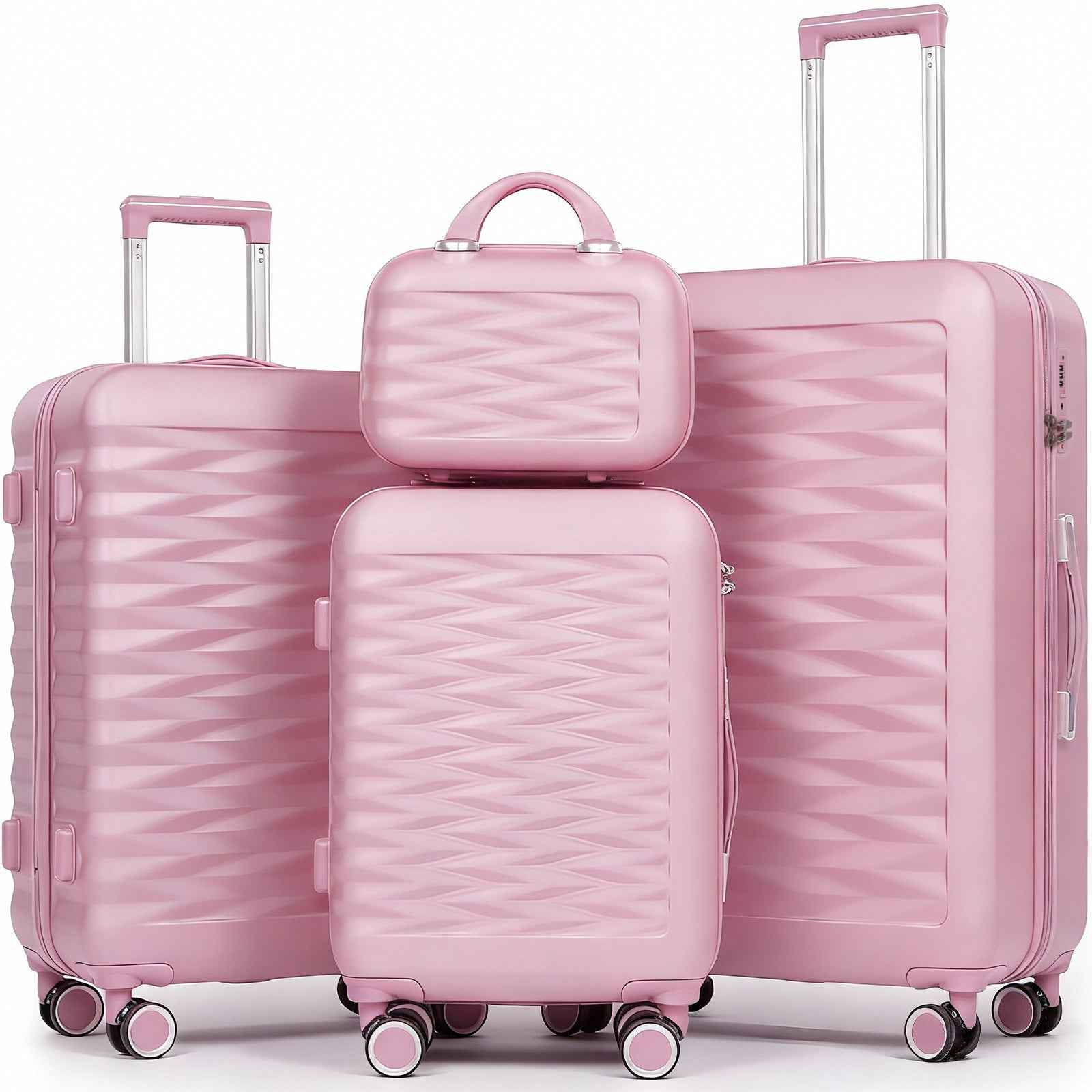 Tavoxda Lightweight Hard Shell Travel Suitcase Sets of 4 Pink