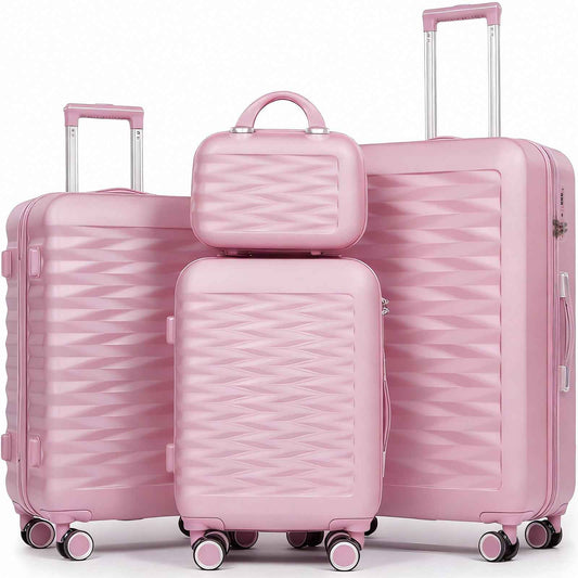 Tavoxda Lightweight Hard Shell Travel Suitcase Sets of 4 Pink