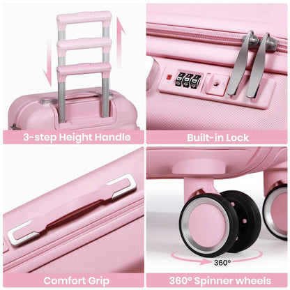 Tavoxda Lightweight Hard Shell Travel Suitcase Sets of 4 Pink