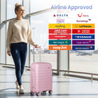 Tavoxda Lightweight PP Hard Shell Cabin Suitcase Pink