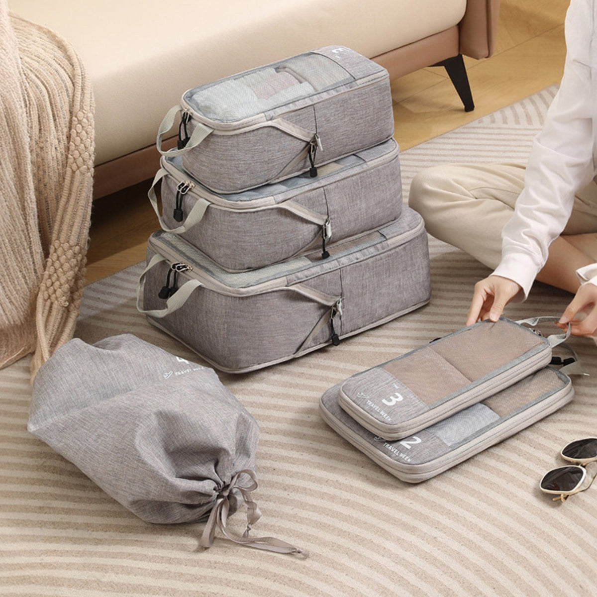The Compression Packing Cubes 6 pc in Grey