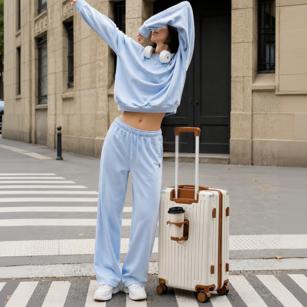 Lightweight Hard Shell Cabin Suitcase with Cup Holder